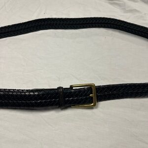 Black Brighton Woven Belt with Gold Buckle.